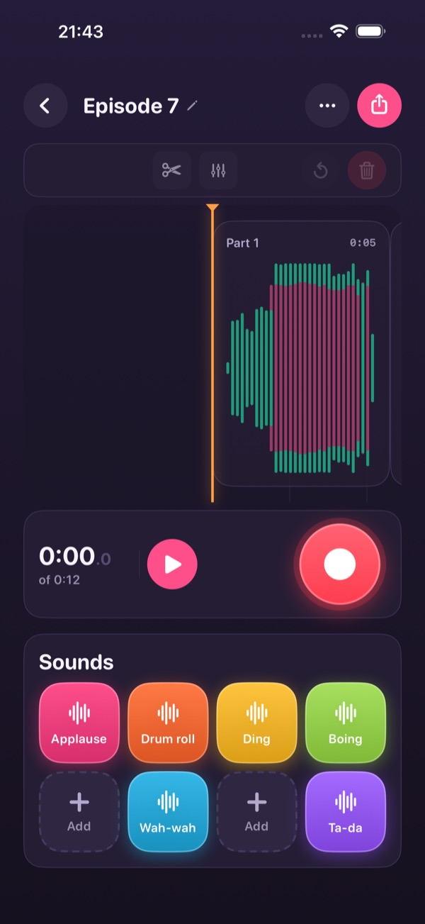 The timeline on iPhone, with the pads underneath